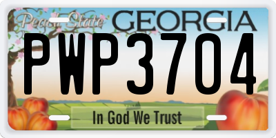GA license plate PWP3704