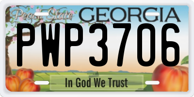 GA license plate PWP3706