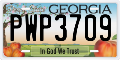 GA license plate PWP3709