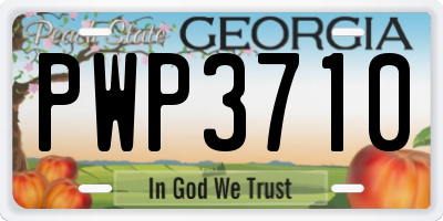 GA license plate PWP3710