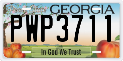 GA license plate PWP3711