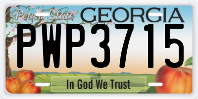 GA license plate PWP3715