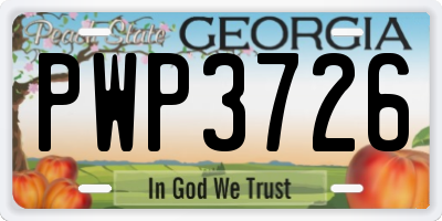 GA license plate PWP3726