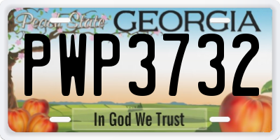 GA license plate PWP3732