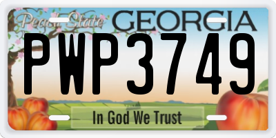 GA license plate PWP3749