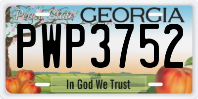 GA license plate PWP3752