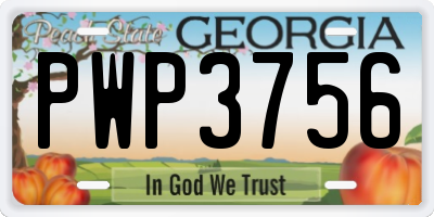 GA license plate PWP3756