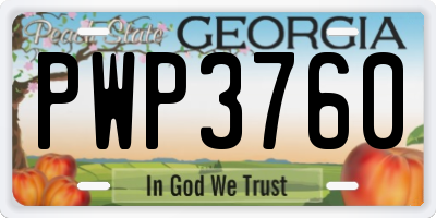GA license plate PWP3760