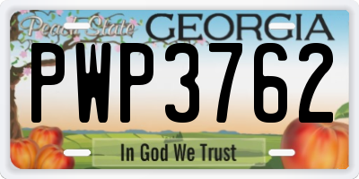 GA license plate PWP3762