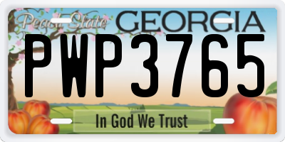 GA license plate PWP3765