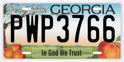 GA license plate PWP3766