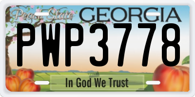 GA license plate PWP3778