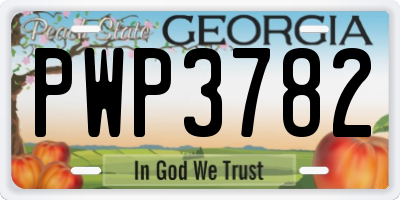 GA license plate PWP3782