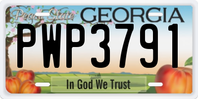 GA license plate PWP3791