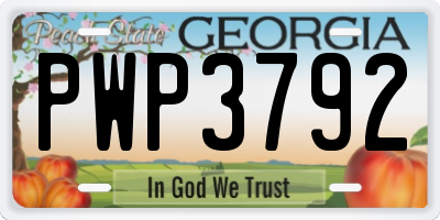 GA license plate PWP3792