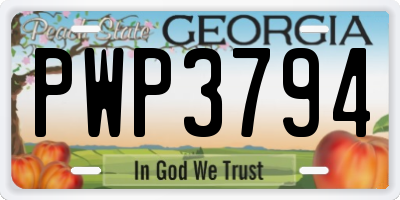 GA license plate PWP3794