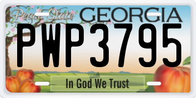 GA license plate PWP3795