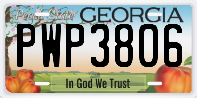 GA license plate PWP3806