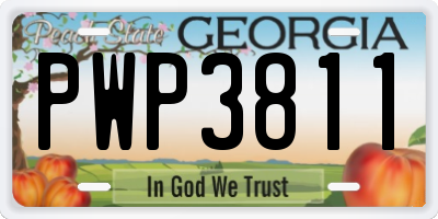 GA license plate PWP3811