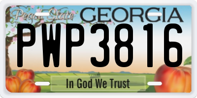 GA license plate PWP3816