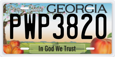 GA license plate PWP3820
