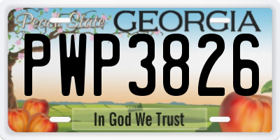 GA license plate PWP3826