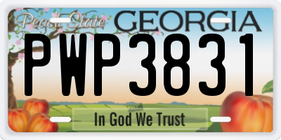 GA license plate PWP3831