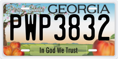 GA license plate PWP3832