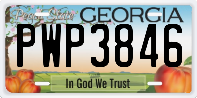 GA license plate PWP3846
