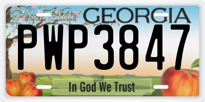 GA license plate PWP3847