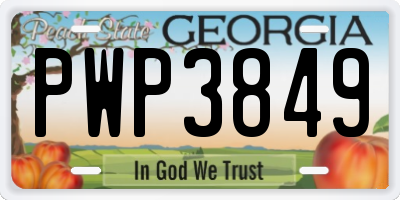 GA license plate PWP3849