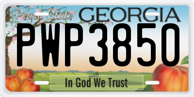 GA license plate PWP3850