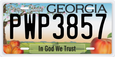 GA license plate PWP3857