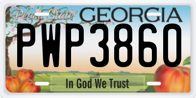 GA license plate PWP3860