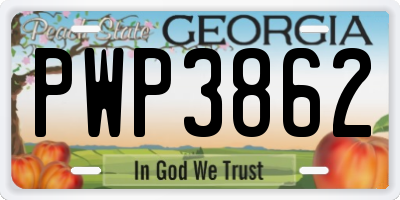 GA license plate PWP3862
