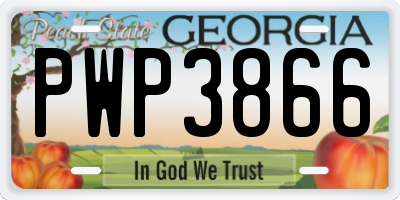 GA license plate PWP3866