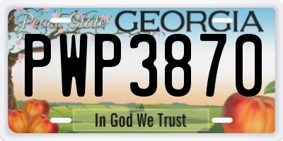 GA license plate PWP3870