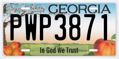 GA license plate PWP3871