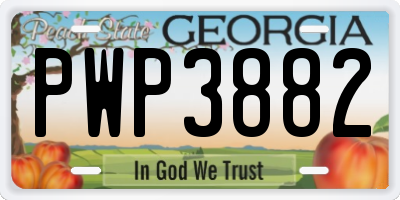 GA license plate PWP3882