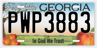 GA license plate PWP3883
