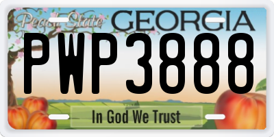 GA license plate PWP3888