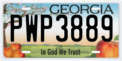 GA license plate PWP3889