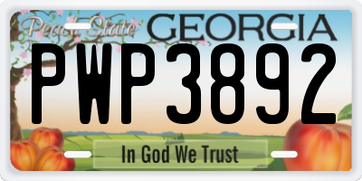 GA license plate PWP3892