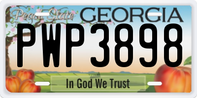 GA license plate PWP3898