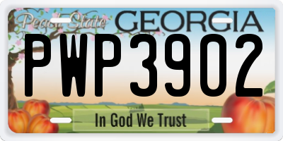 GA license plate PWP3902