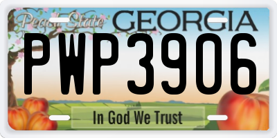 GA license plate PWP3906
