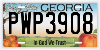 GA license plate PWP3908