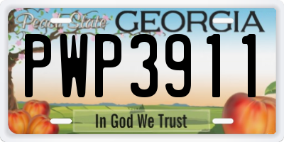 GA license plate PWP3911