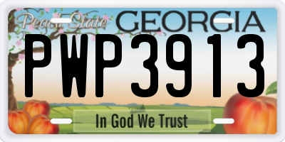 GA license plate PWP3913