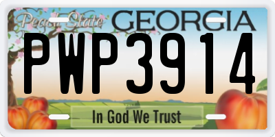 GA license plate PWP3914